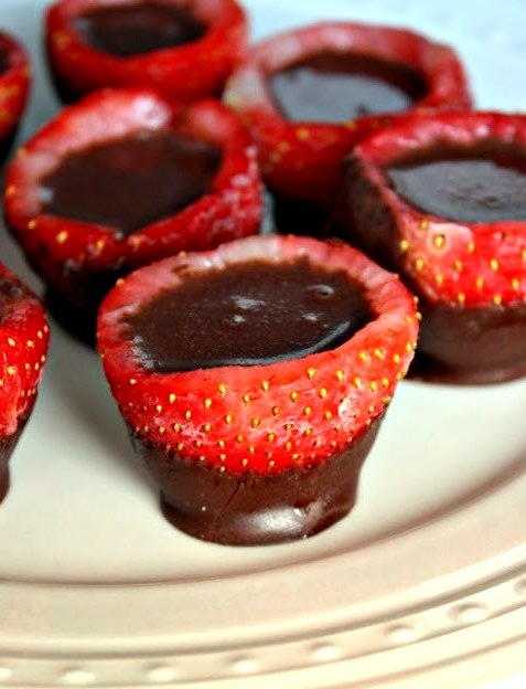 Chocolate Covered Strawberry Shot Glasses.- Try To Choose Strawberries As Big As You Can Find, Unless Of Course You Want To Make Baby Shots- Cut The Point Of The Strawberry Off...