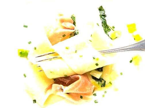 pappardelle with arugula and prosciutto