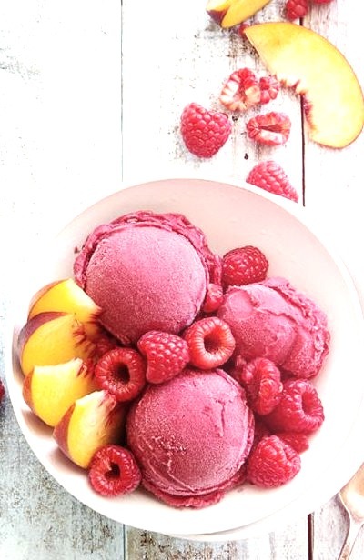Raspberry and Peach Sorbet Bakers Royale